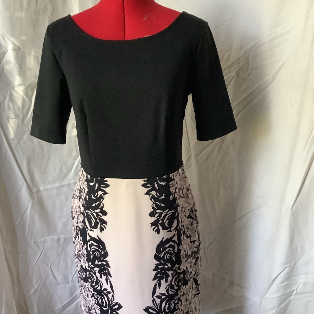 Chic Black and White Dress with Floral Design